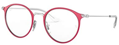 Ray-Ban Junior Kids' RY1053 Round Prescription Eyeglass Frames, Red On Silver/Demo Lens, 43 mm