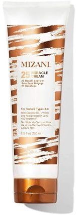 Mizani 25 Miracle Leave-In Cream - Hydrating Curl Cream with Coconut Oil, Curl Defining Leave In Conditioner, Anti Frizz, Heat Protectant, Silicone-Free, Sulfate-Free
