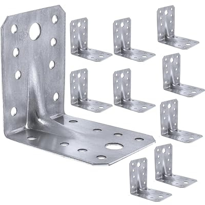 LLB Angle Corner Brackets for Wood 70 x 70 x 55 x 1,5mm Pack of 10 - Galvanised Heavy Duty Steel L Braces with Maximum Load Capacity of 265kg and Zinc Coated Metal Joist Sheet
