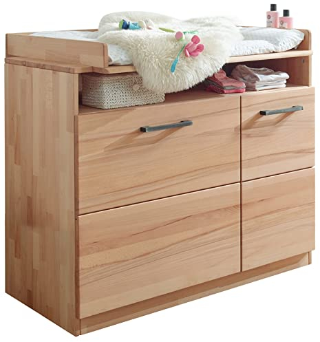 Wickelkommode - Kernbuche massiv geölt - 106 cm - 2 Türen