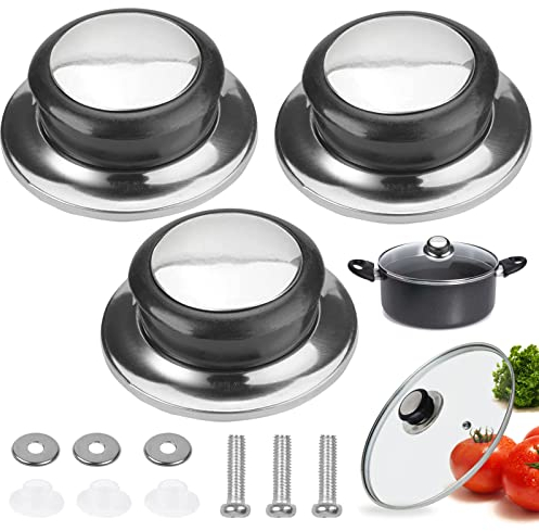 3 Stück Deckelgriff, Topfdeckelgriff, Universal Topfdeckelgriffe, Deckelknopf für Glasdeckel, mit Schrauben, Hitzebeständige, Ersatzgriff für Kochgeschirr, Wasserkocher, Bratpfanne Topfdeckeldeckel
