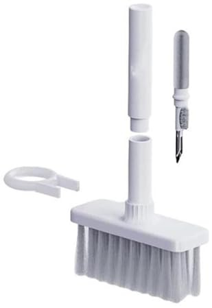 WANGCL 5-i-1 multifunktionell datorrengöringsverktygssats hörnmellanrum dammvippa tangentdragare multiborste för PC laptop Airpods Pro kameralins tangentbordsrengörare borste (vit)