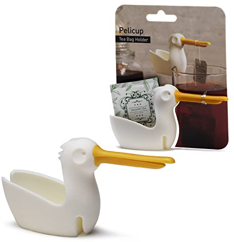 Peleg Design Pelicup: Lustiger Teebeutelhalter in Pelican-Form für Tasse Mit Ablage, Silikonhalter für Teebeutel