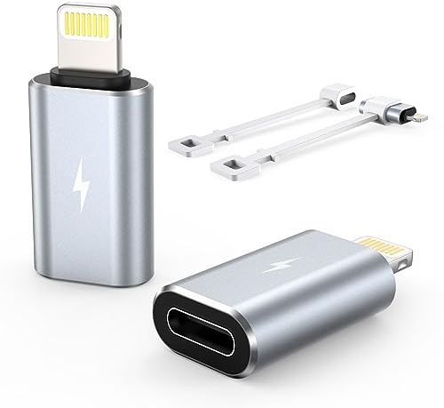 TechMatte USB-C-auf-Lightning-Adapter, 1,8-2,2 A, 13 W, Standardladung, Kompatibel mit iPhone 14/13/12/11 Pro Max Mini/X/XR/XS/SE/iPad/iPod/AirPods, mit Anti-Verlust-Halterung