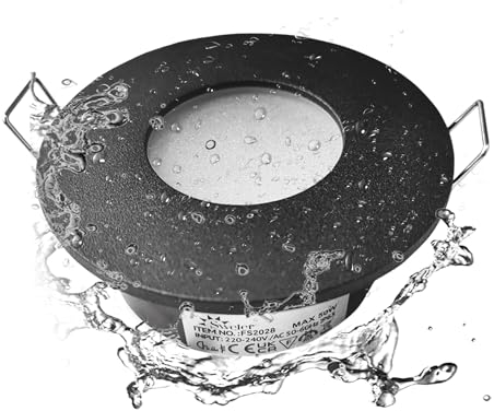 Sweier Plafond Spot IP65, Downlight Encastrable Plafonnier (Ampoule non Incluse), Spots étanche Salle de bain, Pour Salle de bain et Cuisine, Dimensions du trou Ø70mm, 1 pièces, Douille GU10 incluse.