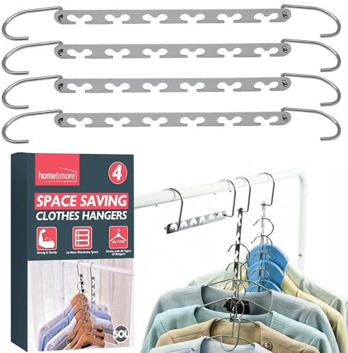 SOL 4pk Space-Saving Hangers – Durable Multi Coat Organiser for Clothes – Magic Wardrobe Storage Solution – Heavy-Duty Closet Space Saver for Neat & Efficient Clothing Arrangement, Anti-Slip Design