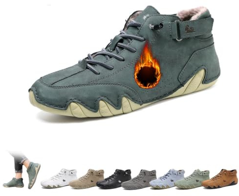 Italienska handgjorda höga stövlar Unisex Outdoor All-terräng Minimalistiska Beck-skor Lättviktsventilerande Halkfria Casual Barfotaskor for vandring Camping & kör Chukka-stövlar(Green Velvet,39 EU)