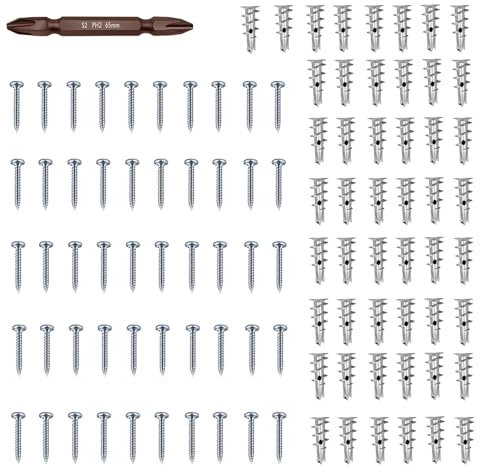 Kit d'ancrages et de vis pour cloisons sèches | Vis d'ancrage de montage mural | Assortiment de vis et ancrages pour cloison sèche, chevilles murales et 8 vis de 3,8 cm pour montage