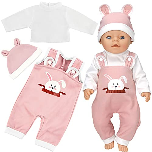 Completi per bambole, vestiti per bambole, bambole appena nate, accessori per bambole con cappello, pantaloni a maniche lunghe, per bambole 35-43 cm, regali per ragazze e ragazzi (C)