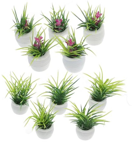 ADOCARN 10pièces Miniature Potted Plants Set Dollhouse Artificial Greenery Decor for Home and Office