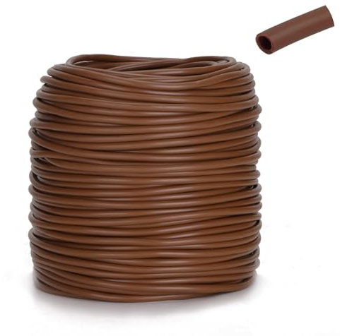 KINGLAKE Flexible Tying Tube, 3mm x 50m Brown Garden Plant Ties for Climbing Plants, Plastic Garden String Ball for Tomatoes, Rose, Vegetables Support