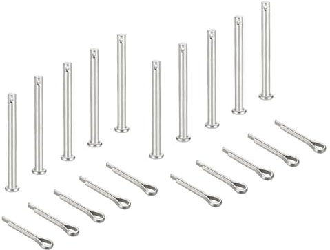 sourcing map 10Pcs M5x80mm Clevis Pins, 304 Stainless Steel Single Hole Flat Head Hitch Fastener Lock Systems with Cotter Pins for Furniture Installation Trailer Lawn Mower, Silver