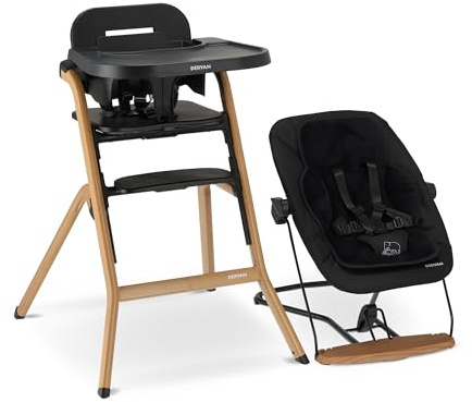 Deryan Chaise Haute évolutive 3en1, Pour Bébé Ergonomique, Inclinable, Pliable, Avec Hauteur réglable, Repose-Pieds, Plateau Amovible, Chaise Enfant Pliable dès la Naissance, 0 mois à 8 ans (Nature)