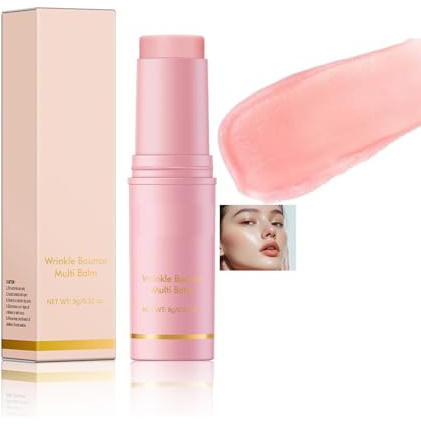 Pink Multi Collagen Stick for Face and Lips – Deep Wrinkle Filler with Hyaluronic Acid – Hydrating Lip Balm Stick for Fine Lines, Skin Tightening Portable Twist-Up Collagen Cream for Daily Use