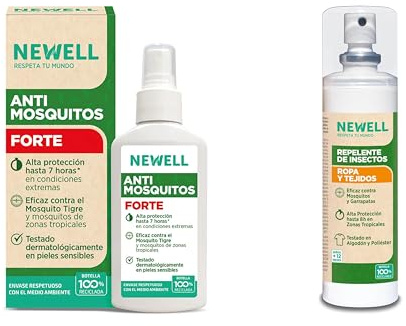 NEWELL Kit Repelente Completo – Spray Antimosquitos 100ml + Repelente Ropa y Tejidos 100ml con IR3535