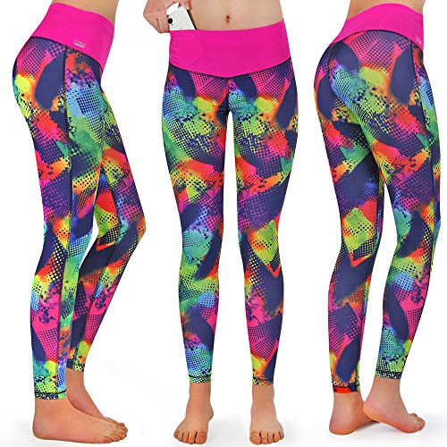 Formbelt® Pantalon Running Femme avec Ceinture Running - Running-Belt - Pantalon de Course - Leggings Yoga - Sport - Fitness - Long, imprimé (Brazil, L)