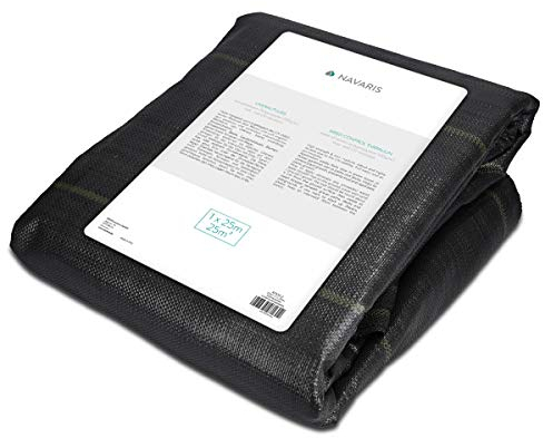 Navaris Unkrautvlies Folie 25m² - wasserdurchlässig reißfest UV-stabil - 100g/m² Stärke - Unkraut Gartenvlies Unterbodengewebe 1x25m - Garten Vlies