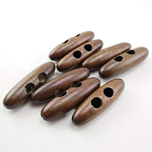 Egurs Holzknöpfe,25 Stücke 5cm 2 Löcher Oval Nähknöpfe Knebelknöpfe für Nähen DIY Handwerk Brown