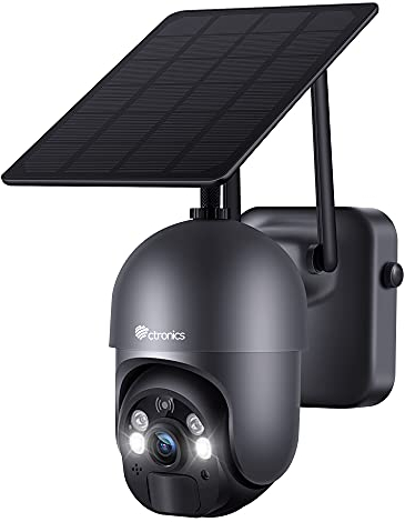 Ctronics 2K 3MP Telecamera Wifi Esterno a Batteria, 100% Senza Fili PTZ Telecamera con Pannello Solare Pan 355°/Tilt 95° Radar PIR Doppia Modalità di Rilevazione e Audio Bidirezionale IP66
