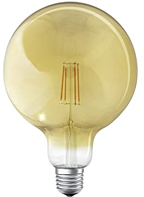 LEDVANCE Smart LED Lampe in Gold mit 6W, 2700K, E27, 125mmx178mm, mit Wifi Technologie, Leuchtmittel dimmbar Global-Form steuerbar über App und Sprachassistenten