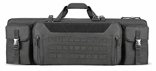 Double Rifle Bag Mit Weich Gepolstertem Schutz- wasserdichte Gewehrtasche Mit Pouches Compartments Lang Waffentasche Wanderrucksack Jagdausrüstung Futteral Langwaffen Black,42 inches