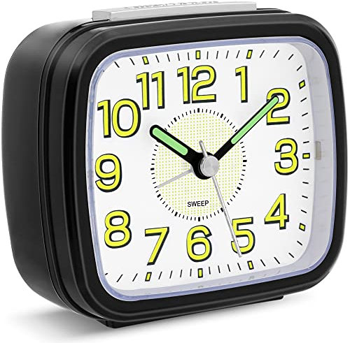 Pilmoux Alarm Clocks Bedside Non Ticking Battery Powered Silent Luminous Clock Large Dial Table Clocks for Bedrooms Snooze Night Light Loud Crescendo Alarm for Home Kids Children