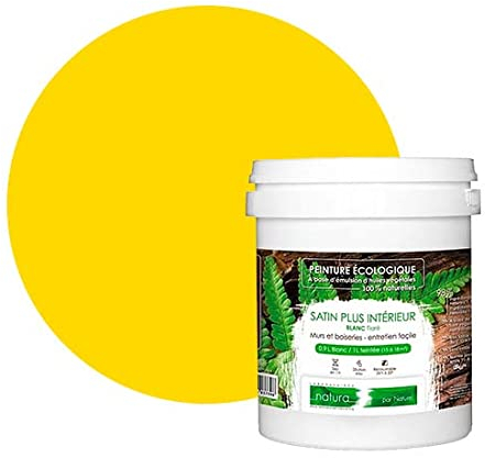 BOX DECO COULEURS Peinture murale naturelle écologique aspect satin intérieur Natura - 1 L, Jaune Citron