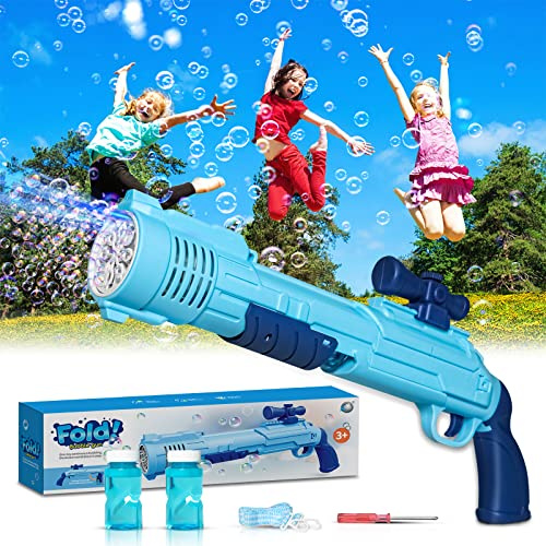 Pistola de Burbujas para niños, Panamalar Máquina de Burbujas para Niñosmás de 10,000 Burbujas Coloridas/min, con 2 soluciones de Burbujas, Juguetes de Verano para Exteriores, Interiores, Fiestas
