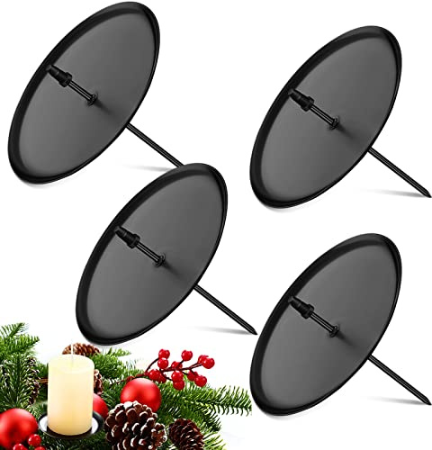 4 Portacandele per Corona dell'Avvento di Natale Supporto Piatto in Metallo per Candele Candelabri da Tavolo Decorazioni per Centrotavola Ghirlanda Casa (7,5 cm/ 2,95 Pollici di Diametro)