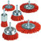 SALI 6-TLG-Set Nylondraht-Topfbürste,Drahtbürsten mit Sechskant-Schaft 1/4“ (6,35 mm), 6 Größen Nylon-Bohrbürstenset zur Entfernung von Rost und Korrosion