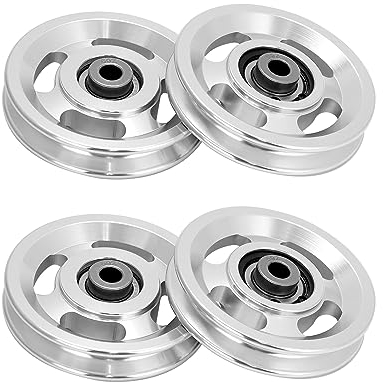 QWORK® 95 mm seilrolle, umlenkrollen, aluminiumlegierung, bär 300 kg, für sportgeräte, garagentor rollensysteme, 4pcs