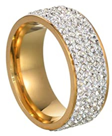 YAHOYA Femmes Hommes Luxe Acier Inoxydable Bague Cristal Strass Mariage Bague de Fiançailles Band Mode Bijoux Taille 6-13