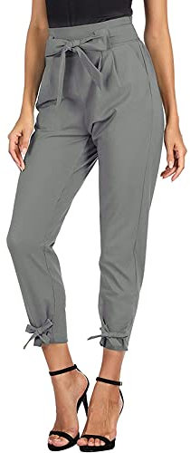 Paperbag Hose Damen Elegant - 7/8 Hosen Damen Sommer Bleistifthose mit Bow-Knot High Waist Slim Fit Cargohose Freizeithose Arbeitshose Business Lässig Party Festliche Hosen für Frauen