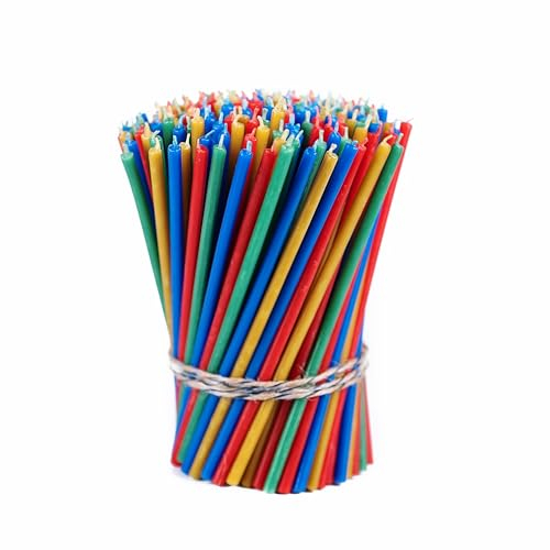 Danilovo Bienenwachs Kerzen (Mehrfarbige) - Orthodoxe Kerzen für Gebet Rituals Tischdeko - Ungiftig, Ruß - Tropffrei, Lang, Nachhaltige Produkte, 200 Stück (4 Farben, Höhe 16,5 cm)