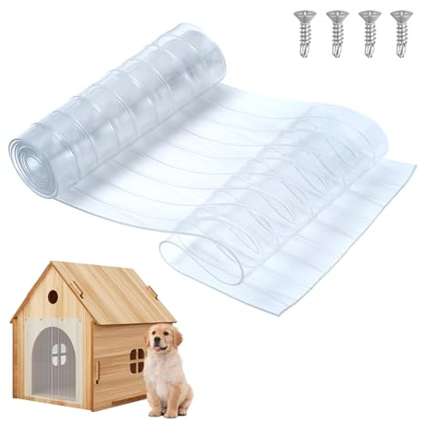 4.9 Feet x 7.8 Inch Dog House Plastic Door Flap, Clear Doggie Door Replacement Flap with 4 Screws, Easy to Cut & Install Vinyl Door Flap for Dog Cat Chicken House