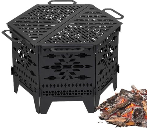 Braciere portatile per esterni, focolare pieghevole, focolare rimovibile in acciaio al carbonio per barbecue, campeggio, viaggi, picnic, cortile, terrazza