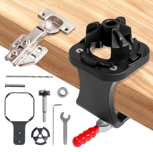 35mm Scharnier Bohrschablone,Taschenloch Jig Kit,Scharnier Bohrlehre Set,Bohrerführung Locator für verdeckte,Topfband Tohrschablone für präzises Bohren von Topfscharnieren,Schrank- und Türscharnieren