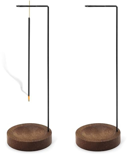 2 Stück Räucherstäbchen Halter, Handgefertigte Holz Basis, Aschefänger für Stäbchen, Umgedrehter Räucherstäbchenhalter für Yoga, Meditation, Home Deko, Aromatherapie, Büro & Schlafzimmer