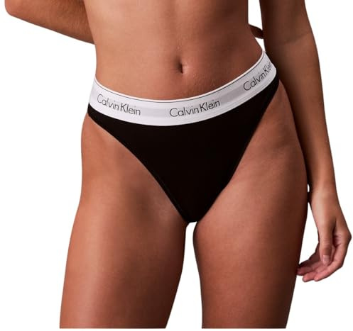 Calvin Klein Braguita Tipo Bikini Mujer High Leg con Logotipo en la Cintura, Negro (Black), M