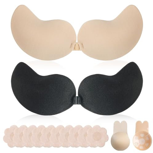 Klebe BH, Klebe Große Brust Push-Up-C-Cup,Push up Rückenfrei Trägerlos BH ,Wiederverwendbare Unsichtbar Haut Freundlich Sticky Strapless Bra ,für Damen Rückenfreies Kleid kleine brüste Brautkleid