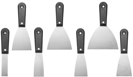 QUARKZMAN 7Pcs Set de Spatules 1/1.5/2/2.5/3/4/5 Pouces en Acier Au Carbone Grattoir à Peinture Flexible pour Réparation de Plaques de Plâtre Enlèvement de Ciment Papier
