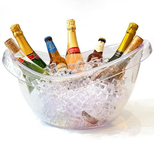 Grande secchiello per il ghiaccio da 12 l, in plastica acrilica spessa, perfetto per champagne, vini e birre