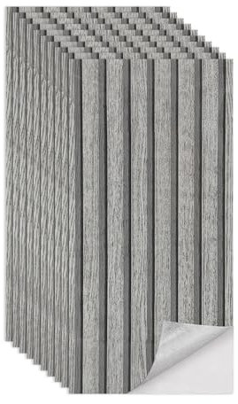 Trafagala Acoustic Slat Wood Wall Panels and Ceiling Panelling Decorative Planks Self Adhesive Wood Panelling 60cmx30cm, 10PCS