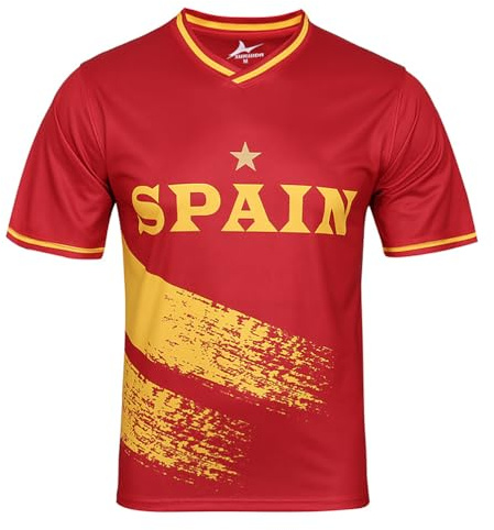 Europapokal fotbollströja, fantröja, träningströja, stretch, ledig, kortärmad, andas, tryck, fotbollströja, män, kvinnor, amerikansk kupa, sportskjortor, Spanien, M