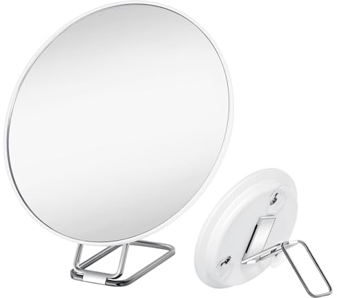Lirzxin 30X Magnifying Makeup Mirror, 6 Large Compact Travel Mirror with Magnification with Suction Cups and Stand for Handheld, Table, Wall-Mounted, Magnified Mirrors for Women, White (30X)