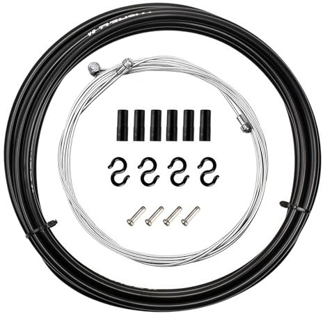 HIKPACKER Cable de Frein Vélo,2.5M Câble Frein Vélo,Universel Câble de Freins pour Velo,Kit de Câbles de Dérailleur pour Velo pour Vélos de Route,Velos de Montagne,VTT et Vélos de Ville,Etc (Noir)