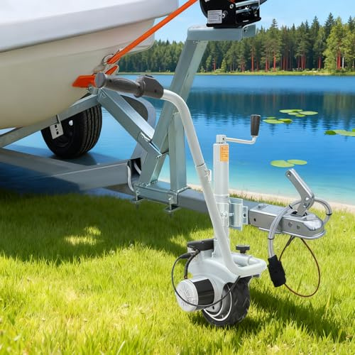 HINOPY Rimorchio di manovra, 12 V, 350 W, 30,5 – 63 cm, altezza regolabile, carrello elettrico con ruota di supporto eletrica, 6,7 m/min, per roulotte, fino a 2270 kg