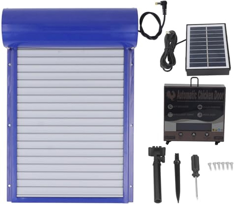OEBUAFI Automatisk Coop-dörr, Solcellsdriven Kycklingdörröppnare med Programmerbar Timer och LED-display, för Kycklinganka Gås fjäderfä Tillbehör