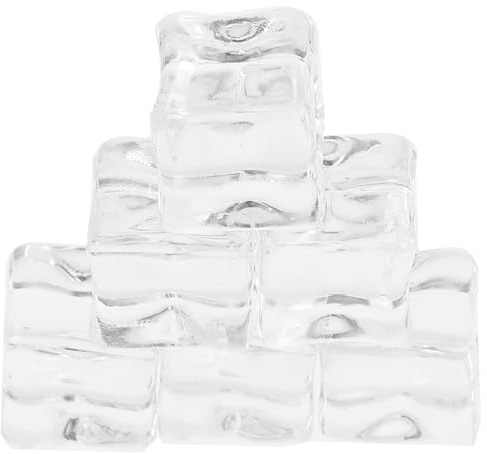 Angoily Lot de 50 Glaçons Factices en Plastique et Résine, Réutilisables Non Fondants, Résistants à l'usure, pour Décoration de Mariage ou Café
