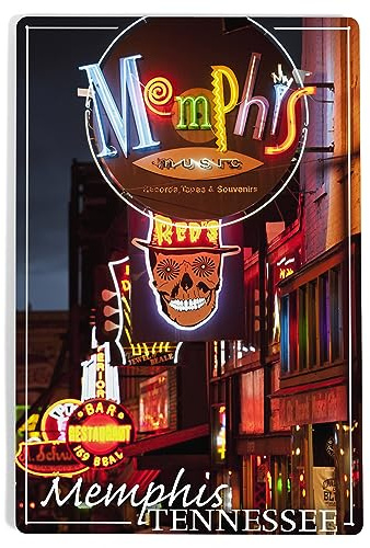 Lantern Press Memphis, Tennessee, Photography, Beale Street, 12x18 Inch Aluminum Sign, Indoor or Outdoor Use